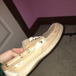 Sperry Boat Shoes, Gold Polka dots